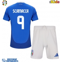 Italy Gianluca Scamacca #9 Replica Home Minikit Euro 2024 Short Sleeve (+ pants)
